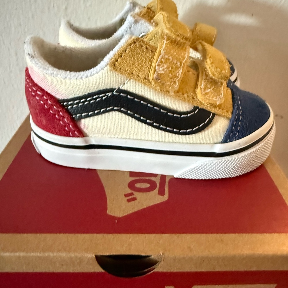 Vans Kids Yellow, Red, and Blue Sneakers